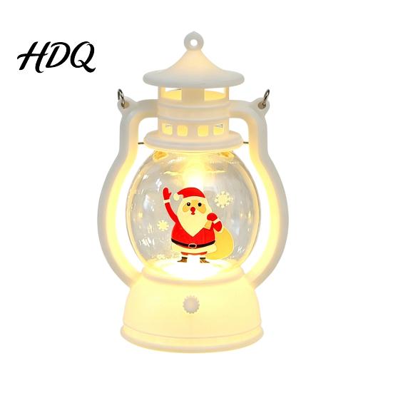 Xmas Window Ornament Christmas Lantern Night Light Retro Santa/Snowman/Tree Handheld Oil Lamp with Kids Bedside Warm LED Cute Holiday Tabletop