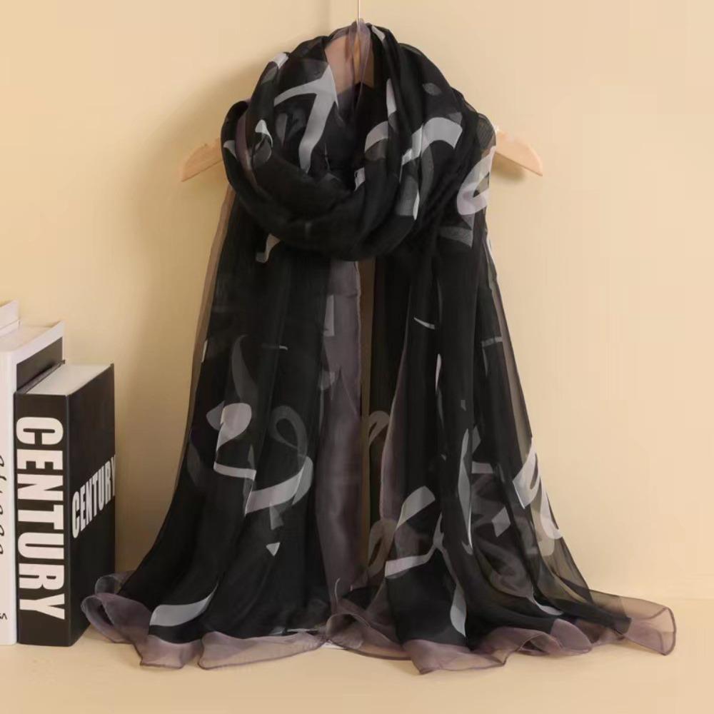 Spring and Autumn Shawl Women's Sunscreen Scarf White with Long Soft Gauze Summer Seaside Large Beach Scarf Travel Silk Scarf