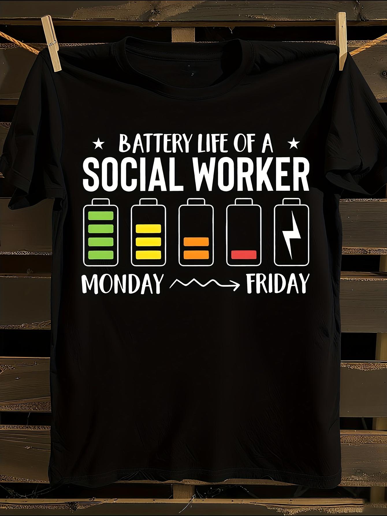 Funny Social Worker Battery Life T-shirt XXXXL