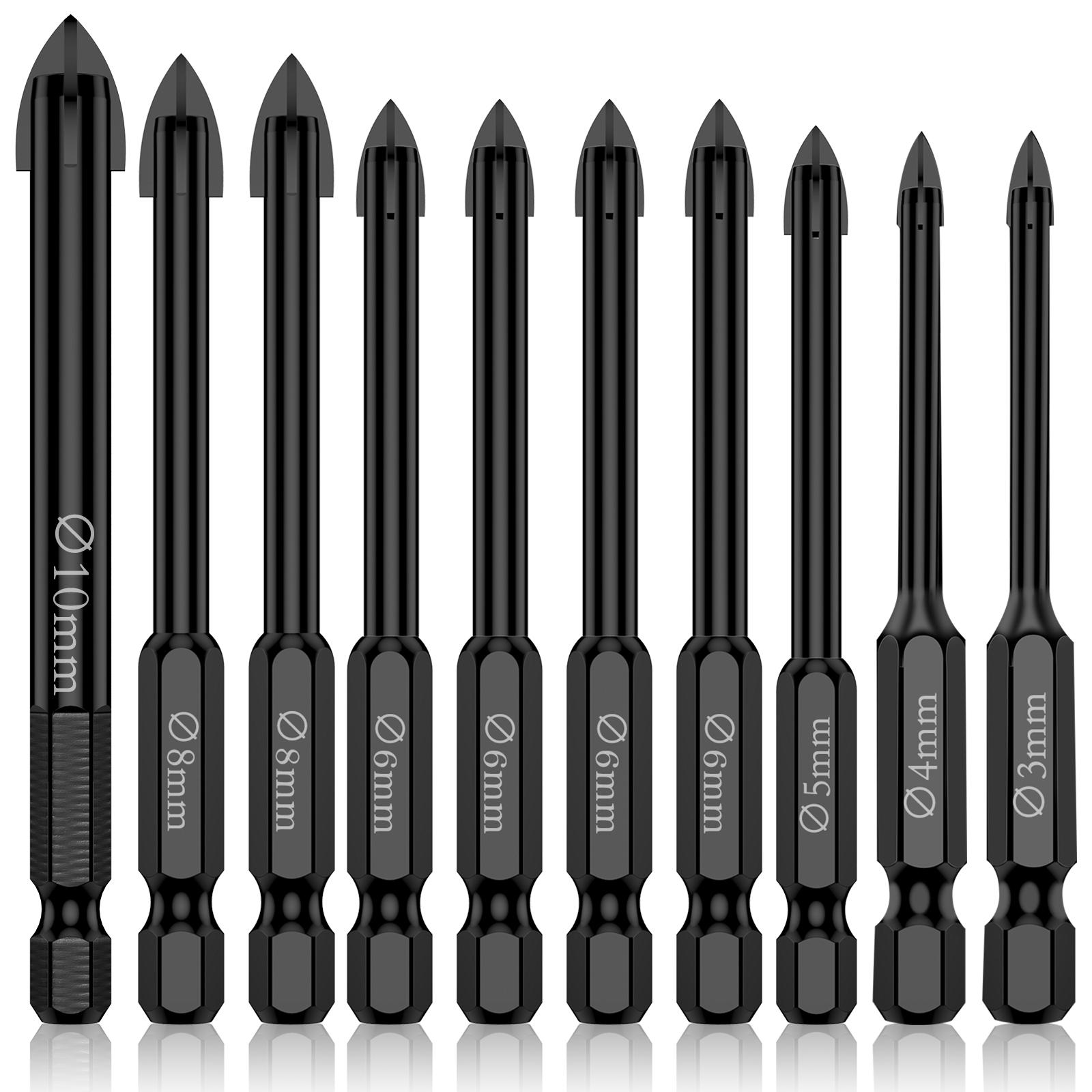 

Cross Hexagon Drill Bit Set 3/4/5/6/8/10mm Carbide Drill Bits Suitable for Ceramic Tiles Mirror Glass Ceramic Marble Granite
