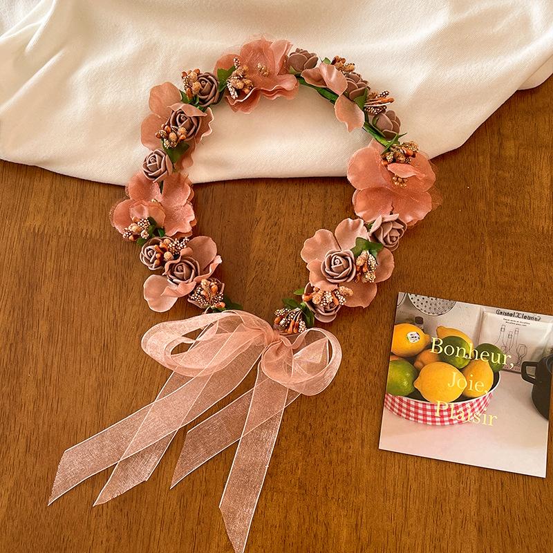 1Pcs Wedding Bridesmaid Floral Headband Girls Boho Flower Crown Hair Accessories for Garden Party Birthday Festival
