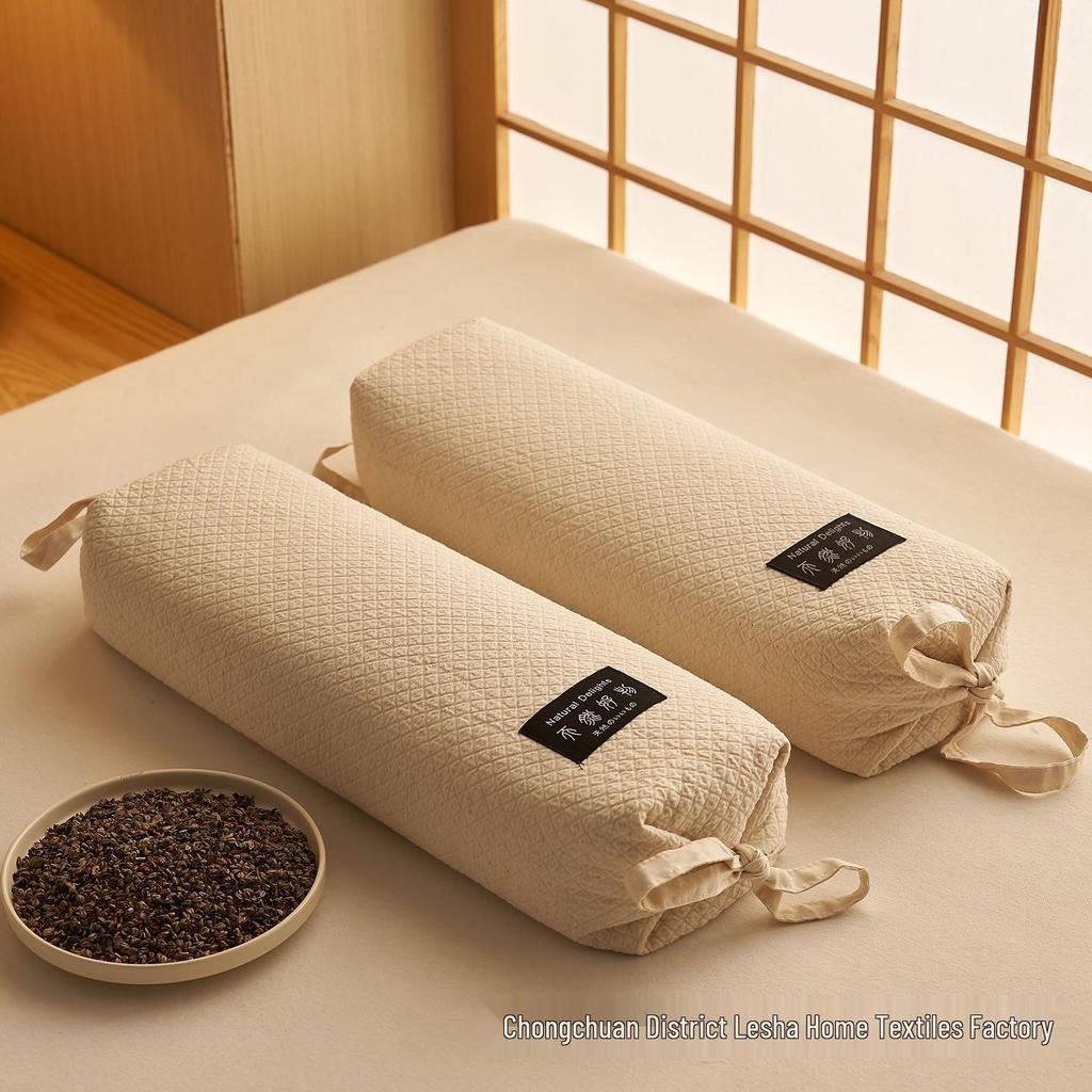 Summer Cool Cotton Linen Buckwheat Cervical Pillow for Neck & Waist Support