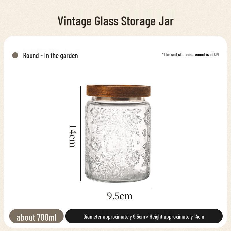 Retro geprägtes Glas Vorratsglas für Getreide, Lebensmittel und Tee - Versiegelter Küchenbehälter