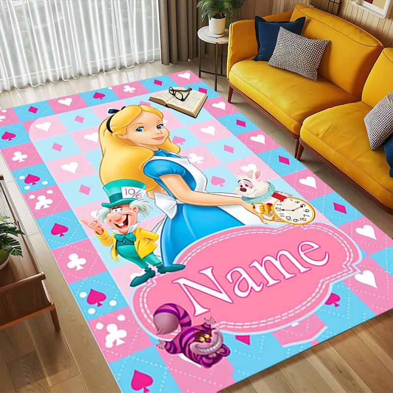 Personalized Name Princesses' Garden Living Room Non-Slip Area Rug Soft Carpet for Bedroom Kids Playroom Sofa,Office Home Decor Doormat