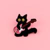 Kawaii Black Cat Enamel Pin Rock Guitar Music Brooches On Clothes Badge Bag Gothic Lapel Woman Men Jewelry Gifts For Friends