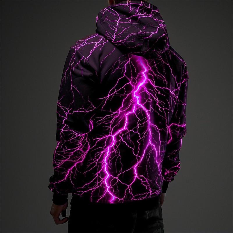 Men's Graphic Lightening Hoodie Hoodies Sweatshirt Fashion Daily Basic Casual Long Sleeve Hooded