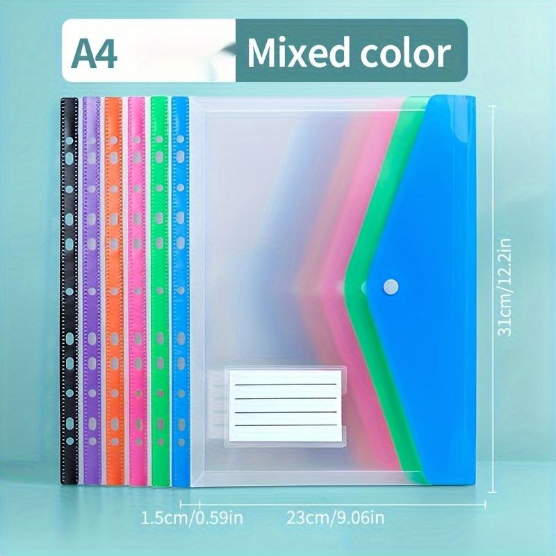 [Vibrant File Folders] 12-Pack A4 Expanding File Folders | Durable PP Plastic, Push-Button 11-Ring Binder Pockets, Vibrant Colors