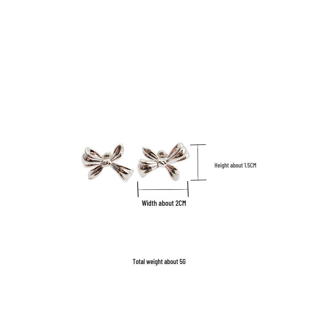 Srebrne i złote kolczyki sztyfty z kokardką o lekkim luksusowym eleganckim designie - Prosty i wszechstronny otwarty pierścionek.