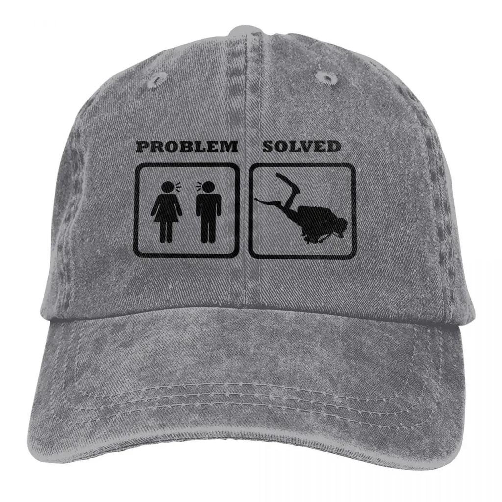 Pure Color Cowboy Hats PROBLEM SOLVED WIFE SHOUTING AT DIVER Hat Sun Visor Baseball Caps Dive Scuba Diving Trucker Dad Hat