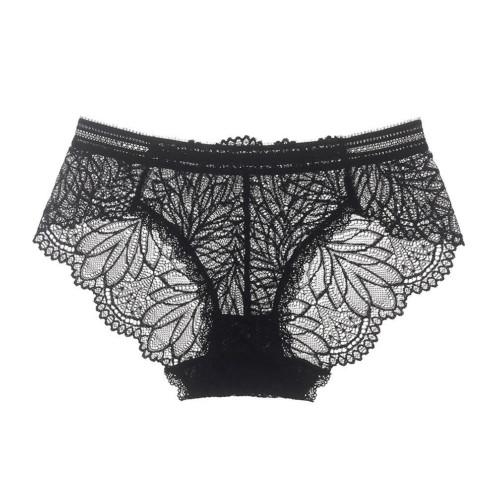 Sexy Lace Pure Lust Seduction Women's Briefs Mood Hollow Bow Mid-waist Comfortable Cotton Crotch Girl Panties