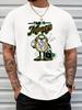 Unisex Summer Crew Neck Short Sleeve T Shirt Time Is Money Cartoon Alarm Clock Print Casual Loose Streetwear Daily Fashion Tops