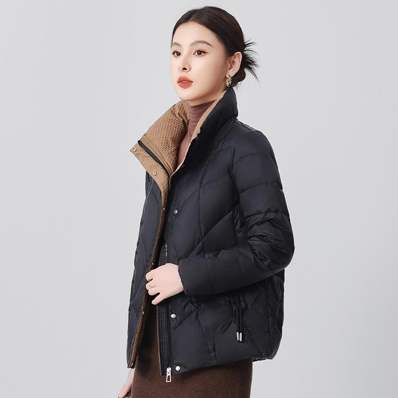 

Короткий пуховик для женщин Зимнее пальто из пуха белой утки для мамы среднего и пожилого возраста 5XL чёрный