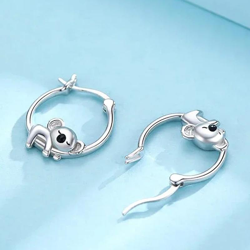 

CAOSHI Chic Cute Koala Hoop Earrings Female Fashion Low-key Daily Accessories Teen Girls Dainty Animal Zircon for Women