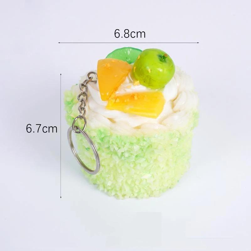 Cute Artificial Mousse Cake Keychain Vivid Fruit Toppings Lightweight Mini Size Pendant for Daily Bag Decoration Friend Gift