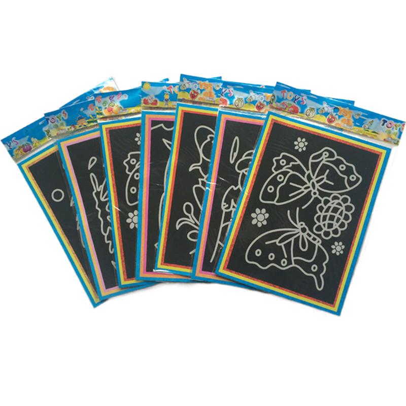 10pcs Scratch Painting Art DIY Handmade Cute Cartoon Pattern Brilliant Colors Drawing Cultural Educational Artistic Supplie TMZ