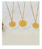 Korean Abstract Portrait Pendant Necklace - Gold Plated Titanium Steel