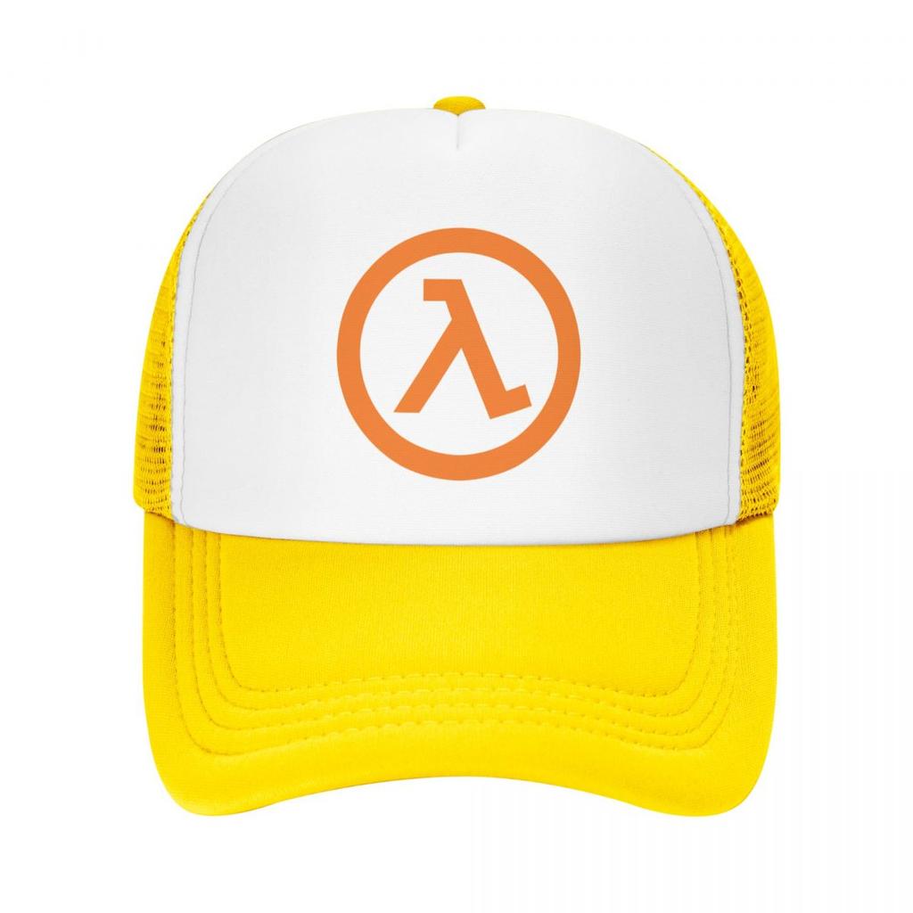 Custom Fashion Unisex Hot Game Half Life Lambda Logo Trucker Hat Adult Adjustable Baseball Cap for Men Women Outdoor Dad Hat
