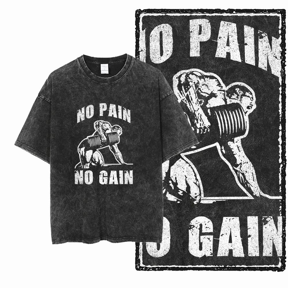 GYM Tiger NO PAIN NO GAIN Funny Graphic Print T-Shirt Men Women Streetwear Y2K Harajuku Hip Hop Fashion Summer New Tee Loose Casual Oversized Top