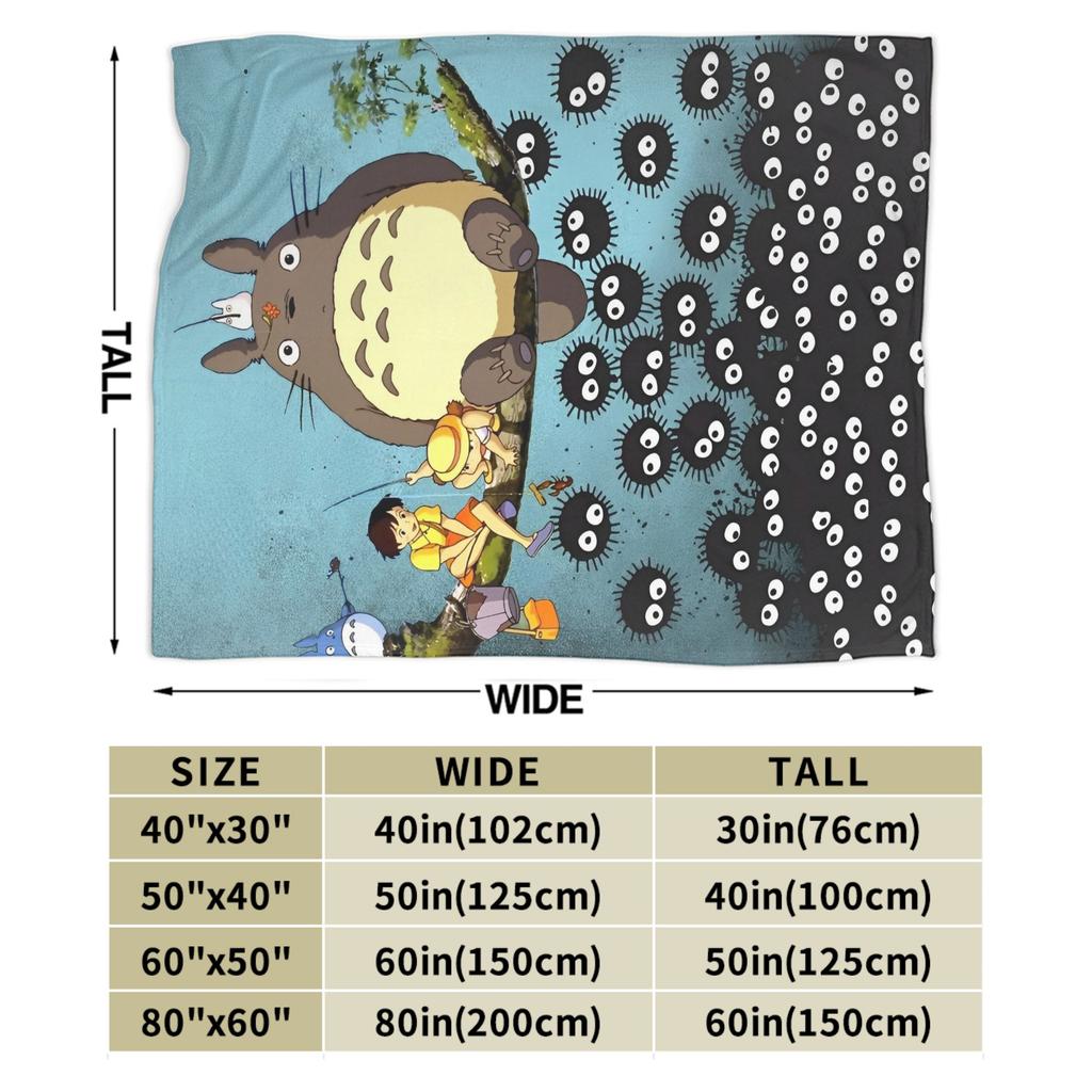Cartoon Soot T-Totoros  Blankets Velvet Anime Super Warm Throw Blanket for Car Sofa Couch Bedroom Quilt