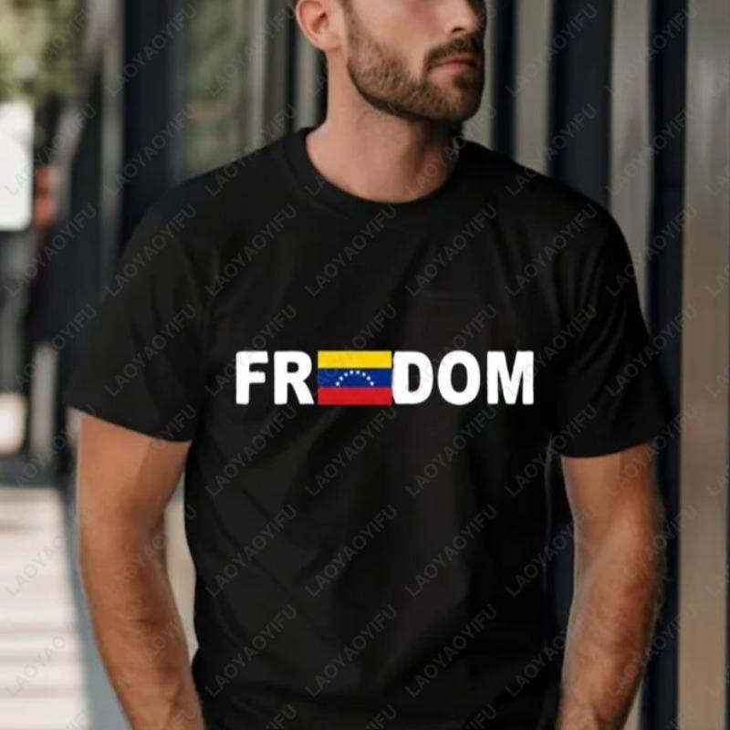 Freedom Venezuela Unisex Adult Cotton Shirt We Stand With Venezuela Flag Solidarity Tee Casual Style Oneck Printed Women Tops S