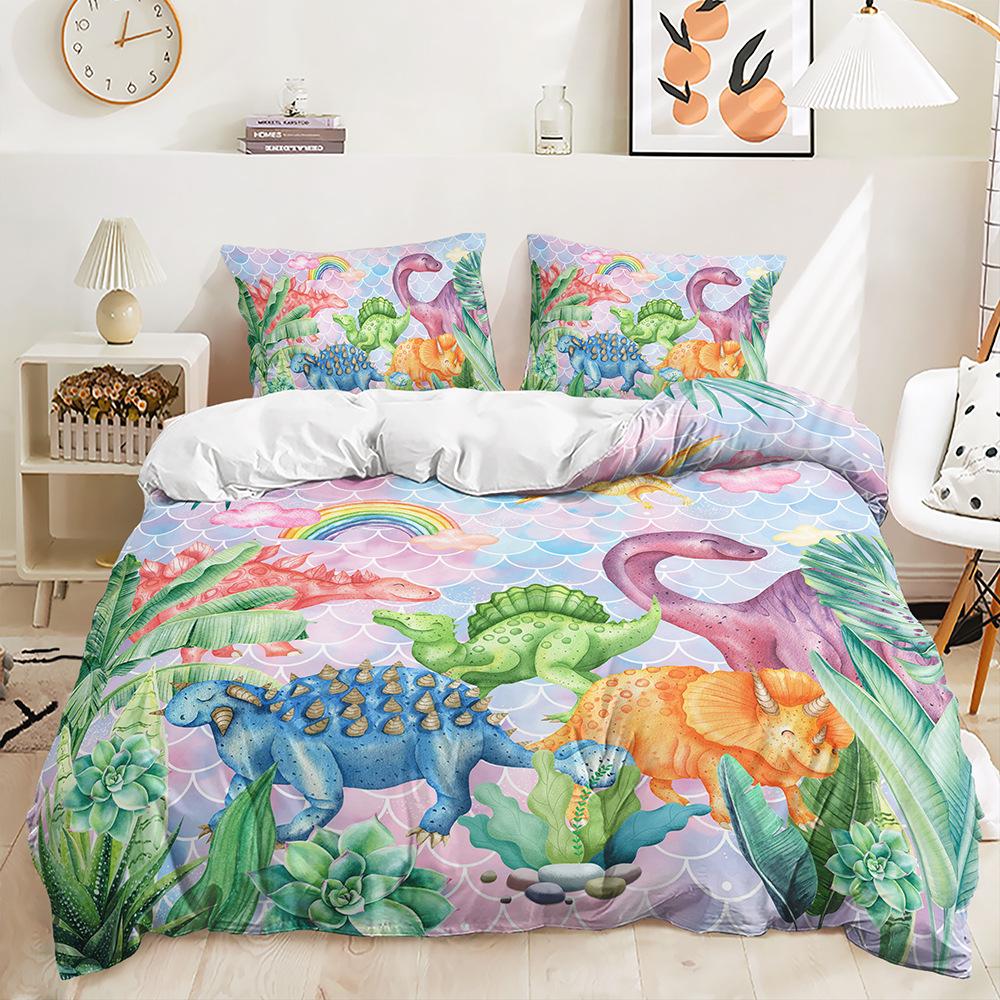 

Пододеяльник Динозавр Наволочка Цифровая печать Постельное белье Трехпредметный Детский Покрывало 135 * 200 (two-piece set) 90g