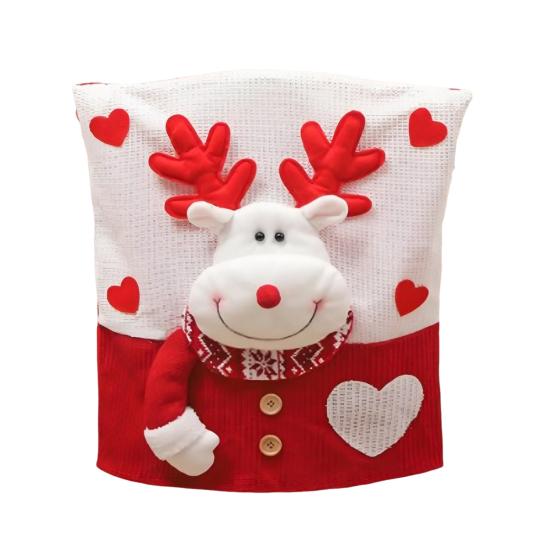 Capa de Cadeira de Natal Boneco de Neve Papai Noel Forma de Rena Capa de Encosto com Tema de Natal Decoração de Assento de Restaurante