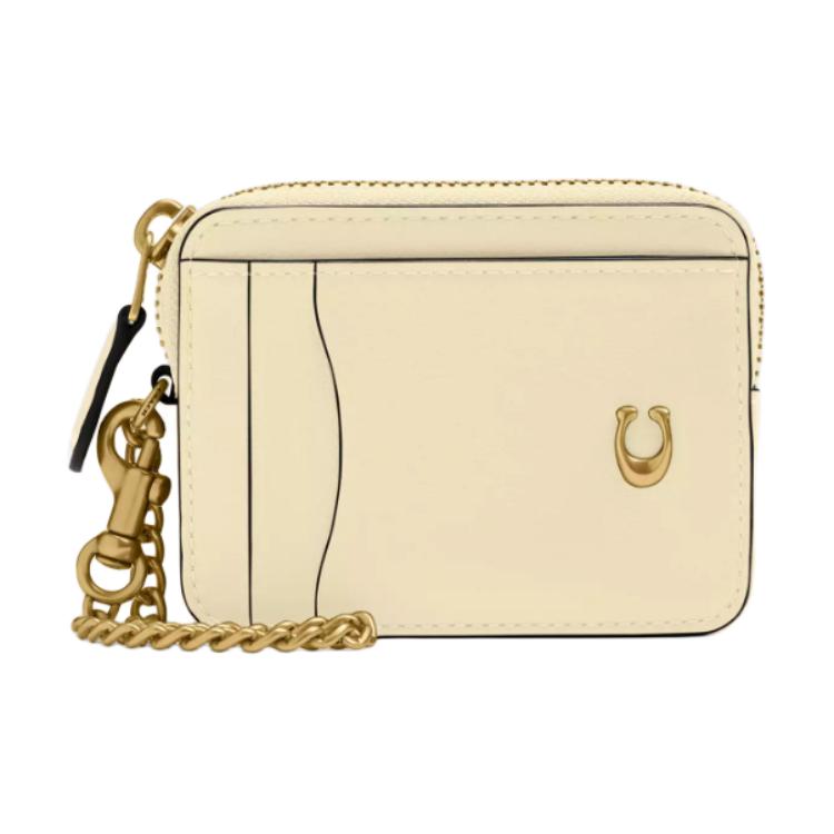 Coach Essential 11 Logo Leather Mini Card Case Women accessories Brass Moonlight CAH08-B4LGZ Brass & Moonlight