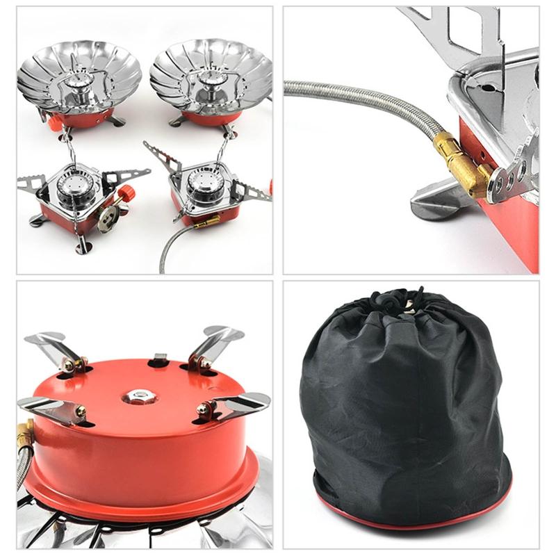 Portable Windproof Stove Stainless Steel Foldable Stove Furnace for Burner Outdoor Folding Metal Gas Stove Camping Tools