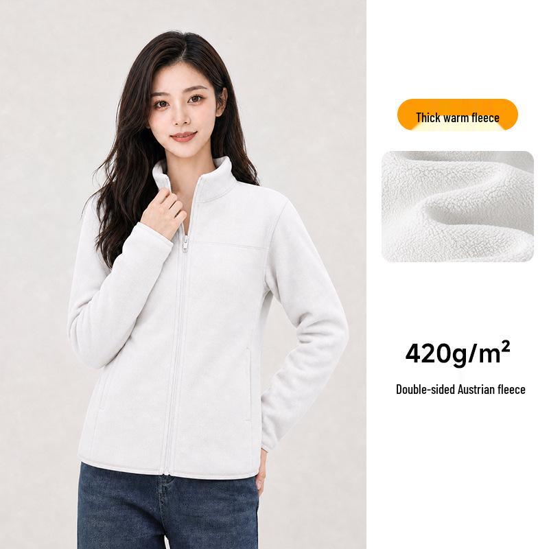 Women's Double-Sided Sherpa Fleece Windbreaker - Pink Autumn/Winter Jacket, Warm & Skin-Friendly