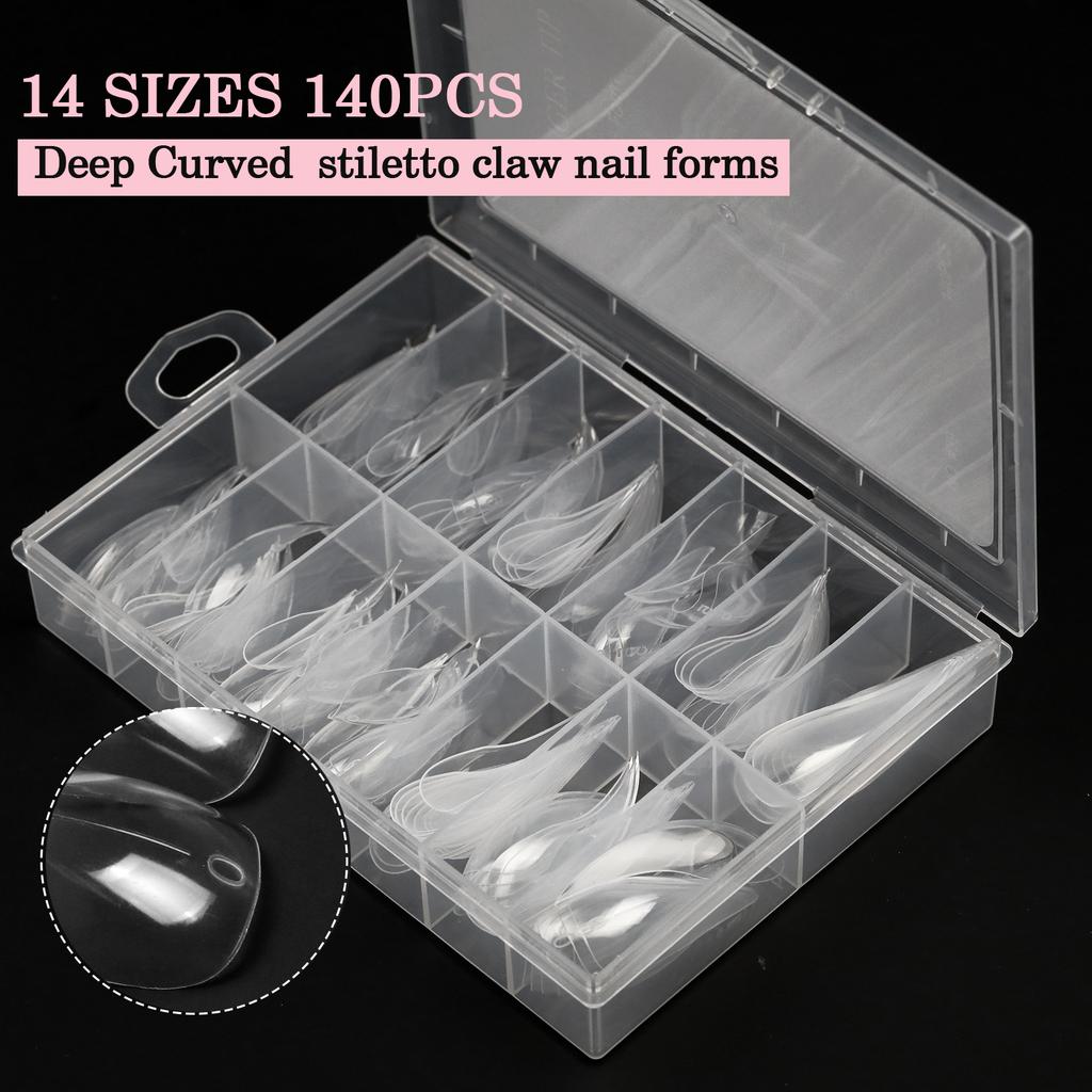 New Eagle Claw Nail-Forms 140pcs Crystal Extension Tips For Quick Gel Nails Paperless Nail Art Kit With Claw Shaped Design Salon