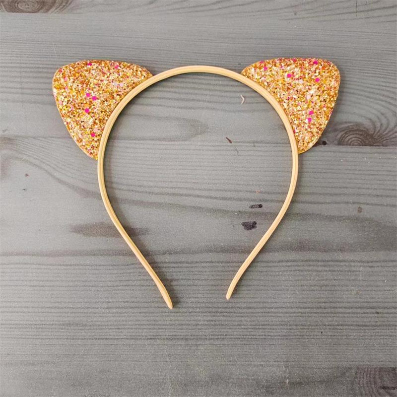 Cartoon Cat Ear Headband for Kids: Cute Scallion Powder Color Hair Accessory
