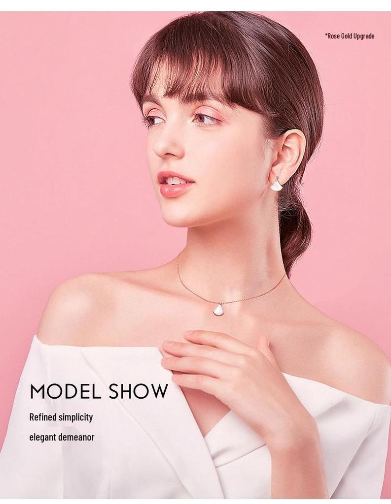 Natural Mother-of-Pearl Double-Layer Fan Pendant Necklace - Women's Luxury Clavicle Chain