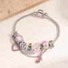 1 Women's Pan Family DIY Multi Element Bracelet with Diamond High Heels Peach Heart Pendant and Snake Bone Chain Bracelet