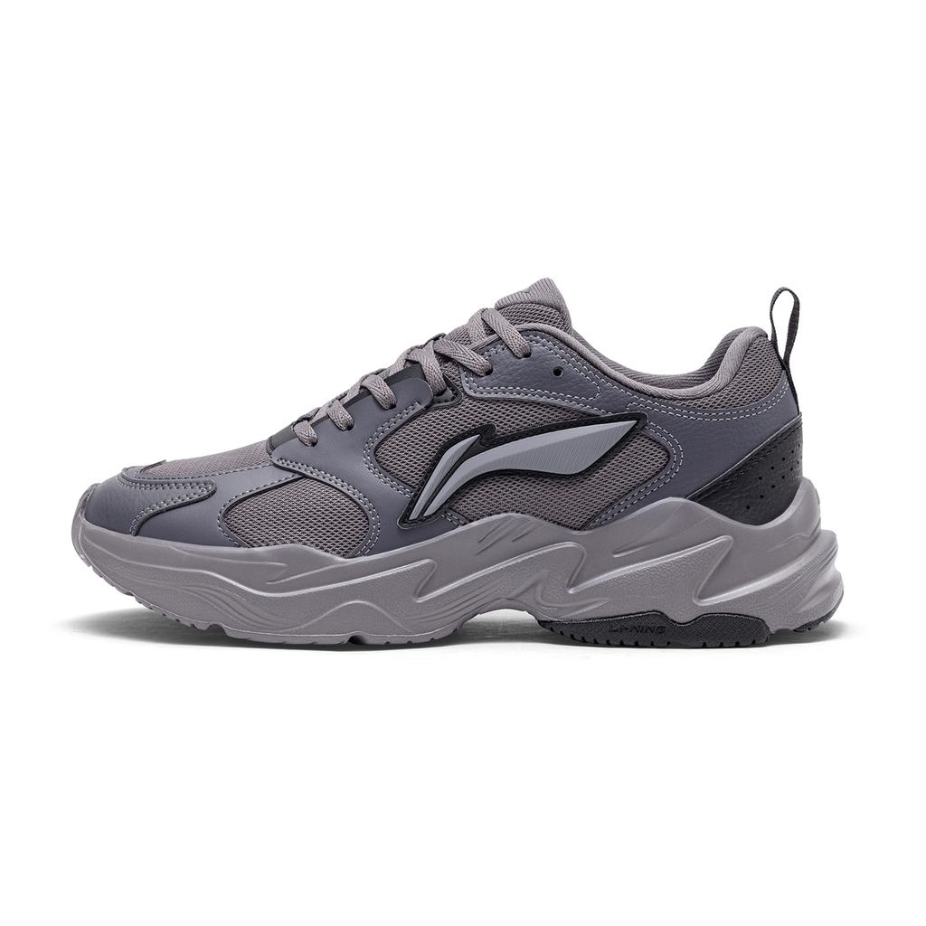 Li Ning Pulse Retro Casual Versatile Durable Breathable Support Low Top Dad Shoes Men Sneaker Smoke-Gray AGCV145-3