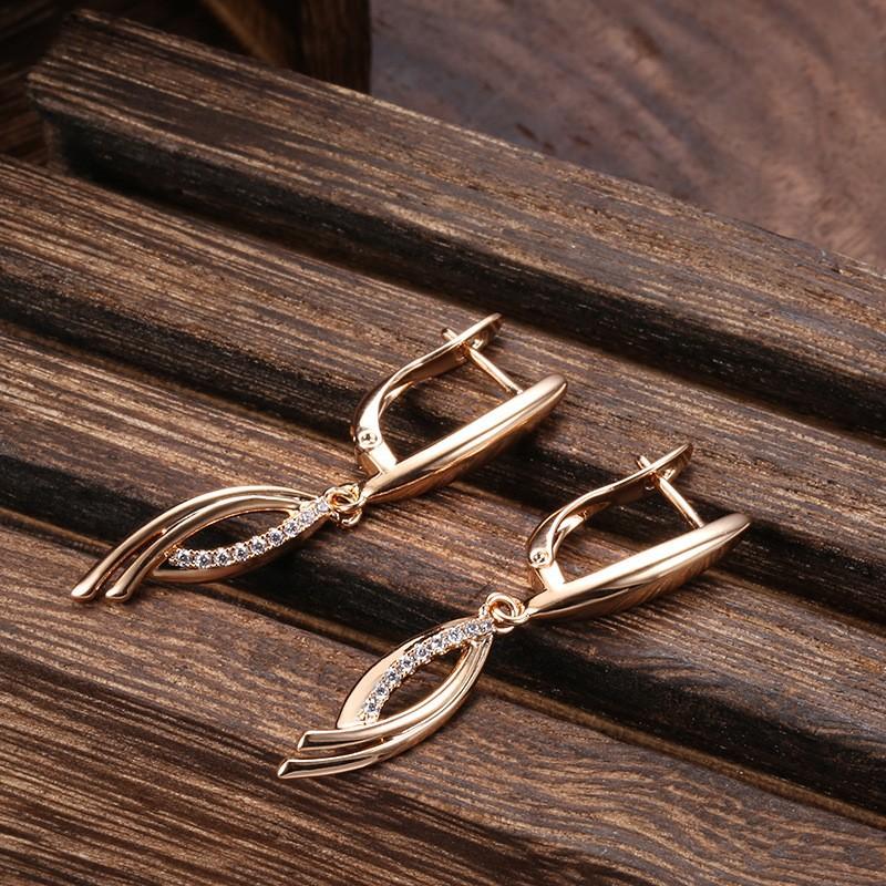 Fashion geometric zircon earrings women's light luxury rose gold earrings