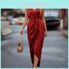 Elegant V Neck Sleeveless Long Dress With Asymmetric Hem For Formal Events