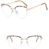 Women's Glasses Anti-Blue Light Fashion Personality Art Retro Cat Eye Metal Plain Glasses Driving Students' Street Shot Commuting Glasses