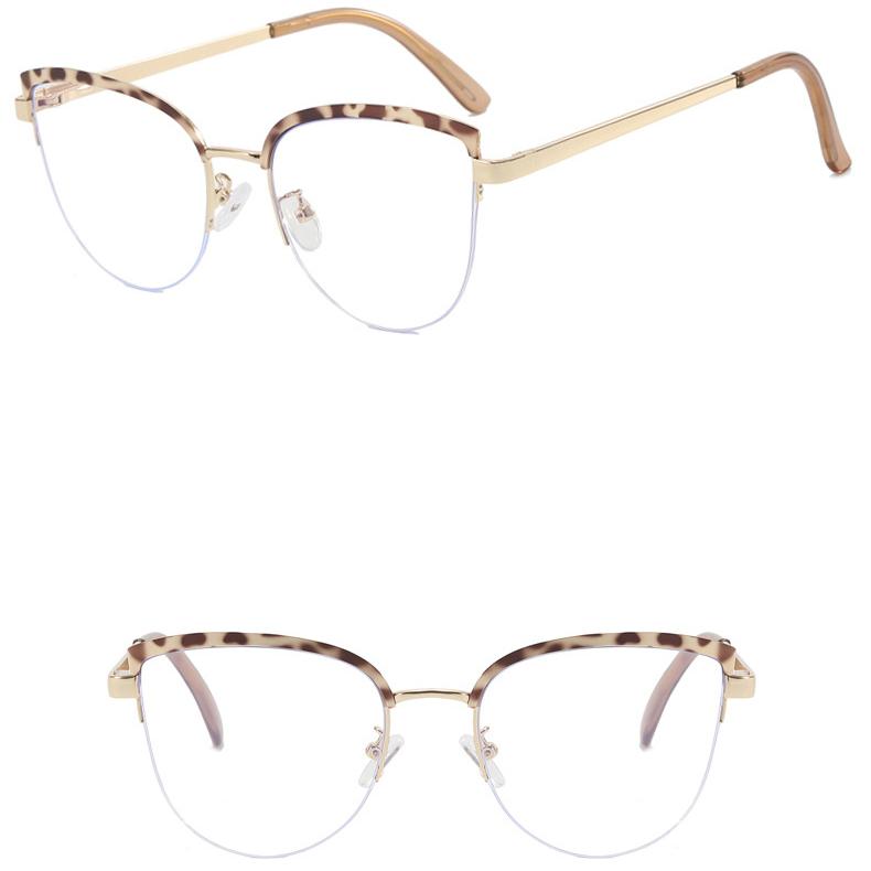Women's Glasses Anti-Blue Light Fashion Personality Art Retro Cat Eye Metal Plain Glasses Driving Students' Street Shot Commuting Glasses