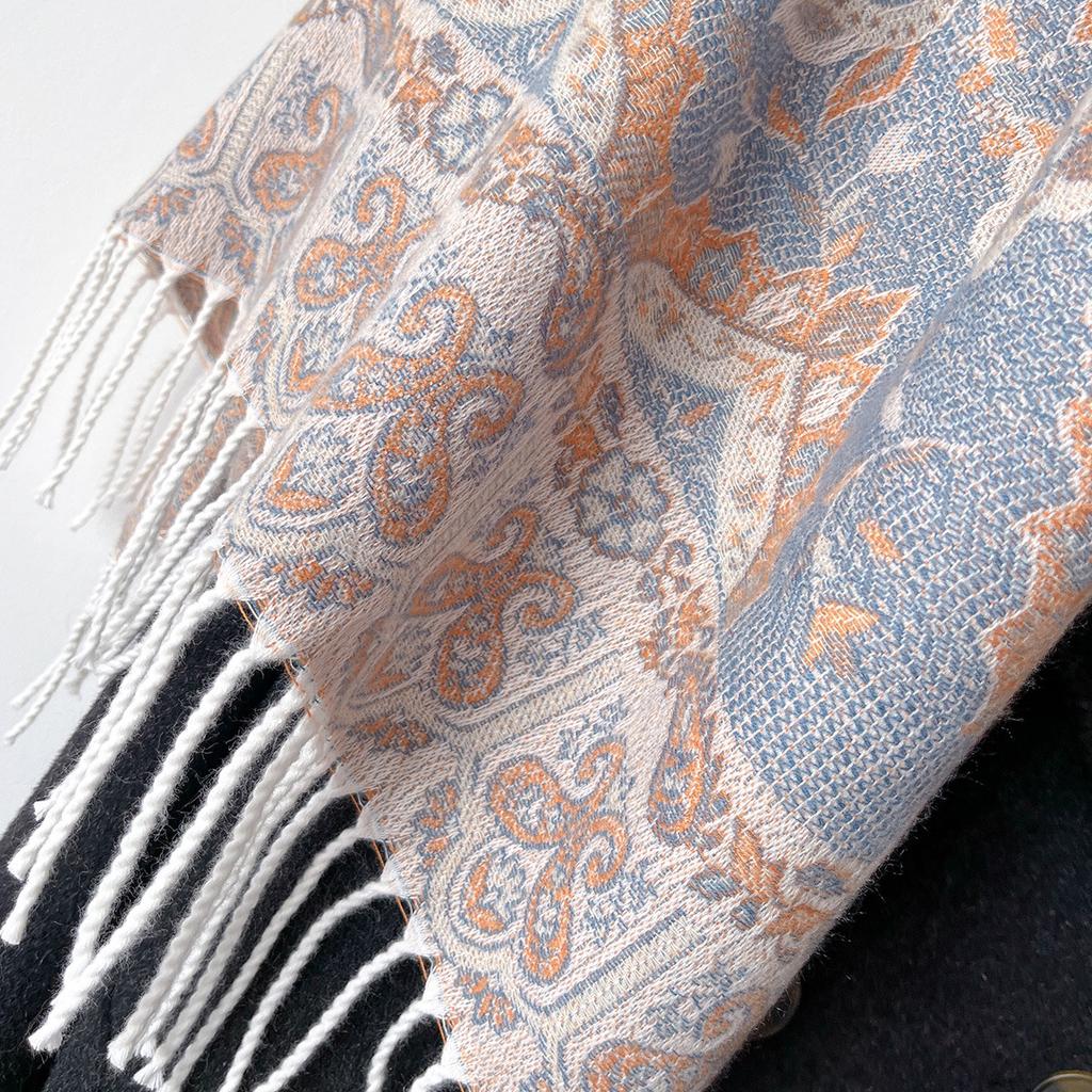 Ethnic Style Jacquard Cashew Flower Travel Scarf Women's Jacquard Fringed Scarf Thickened Extra Long Cape Shawl