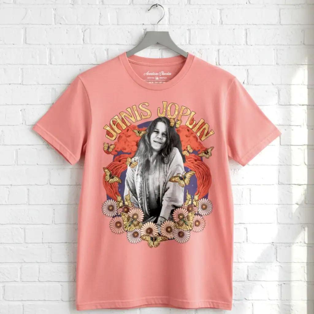 Janis Joplin Butterflies & Daisies Men's T Shirt