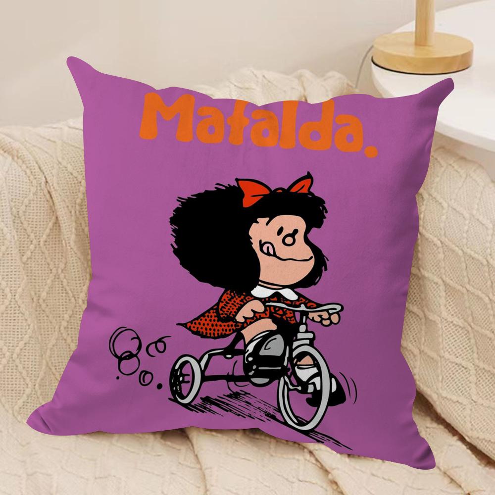 Cartoon MMafalda Cushion Cover Soft Plush DoubleSided Printed Sofa Pillow Cushion Cover Cozy AllSeason Durable Decor Gift