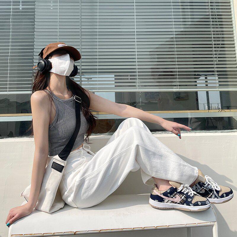 2023 Summer Women's High-Waist Wide-Leg Jeans - Slim, Straight, Loose Fit, Trendy Mopping Style