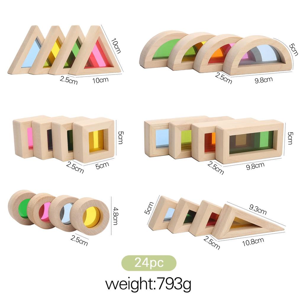 Promise Babe Colorful Building Acrylic Photography Rainbow Building Equilateral Right 3D 24 Ages Blocks, Sheets, Toys, Props, Toys, Cuboid, Triangle,