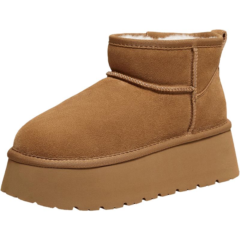 Baishitu Women s Faux Fur Lined Thick-Sole Ankle Boots 37 верблюд