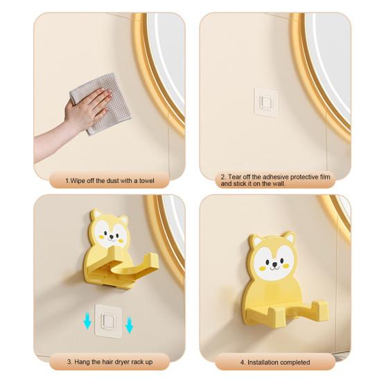 Hårtorkförvaringsställ Starkt Självhäftande Baksida Väggmonterad Badrumshylla Vattentät Halkfri Design Tandborstställ