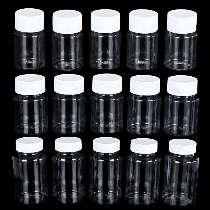 1 ST 15/30/50/100/150/200 ml Plastic PET Heldere Afsluitbare Flesjes Solide Poeder Medicijn Pil Flesje Container Reagens Verpakking Flesje