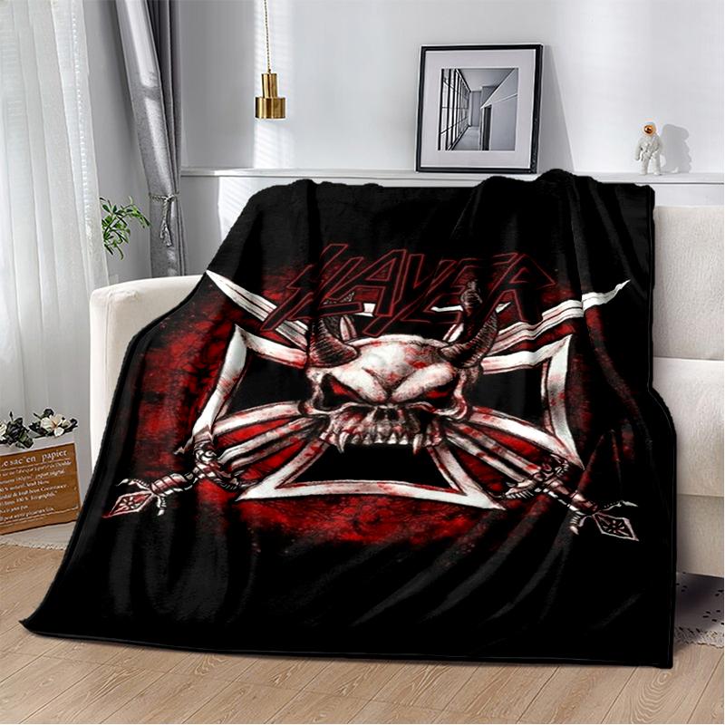 3D Retro Band Slayer Heavy Metal Rcck Sign Blanket,Soft Throw Blanket for Home Bedroom Bed Sofa Travel Cover Kid Gift