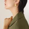 European Irregular C-shaped Geometric Gold-plated Titanium Steel Stud Earrings