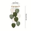 Bohemian Style Wall Hanging Tapestry Handwoven Green Leaf Design for Living Room Bedroom Office Background