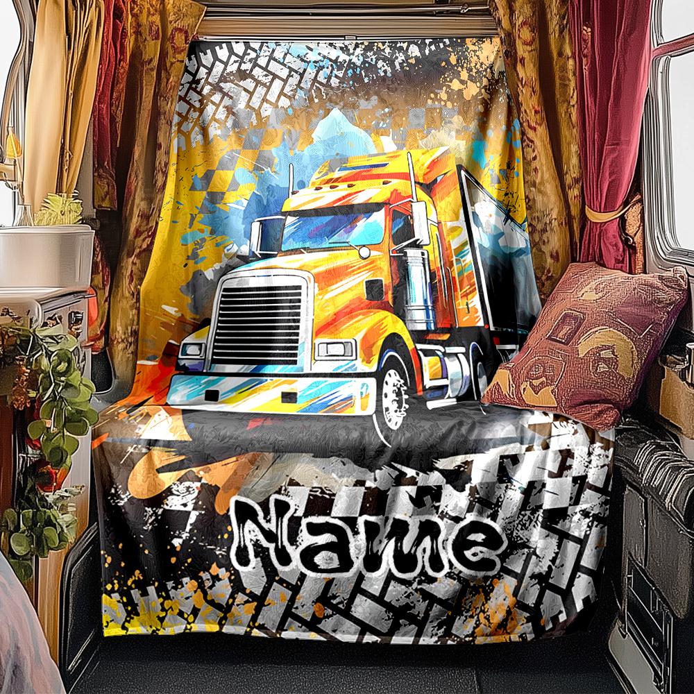 Truck Artwork With Vibrant Colors And Bold Design Blanketcustomize Your Name Lightweight Comfortable And Stylish Blanket For Travel Bed Home Chair